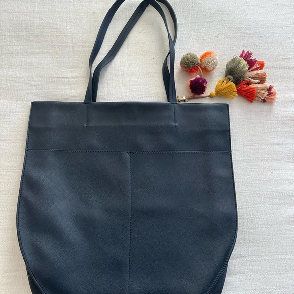 Navy Tote Bag with Tassel Charm - Picture 2 of 4
